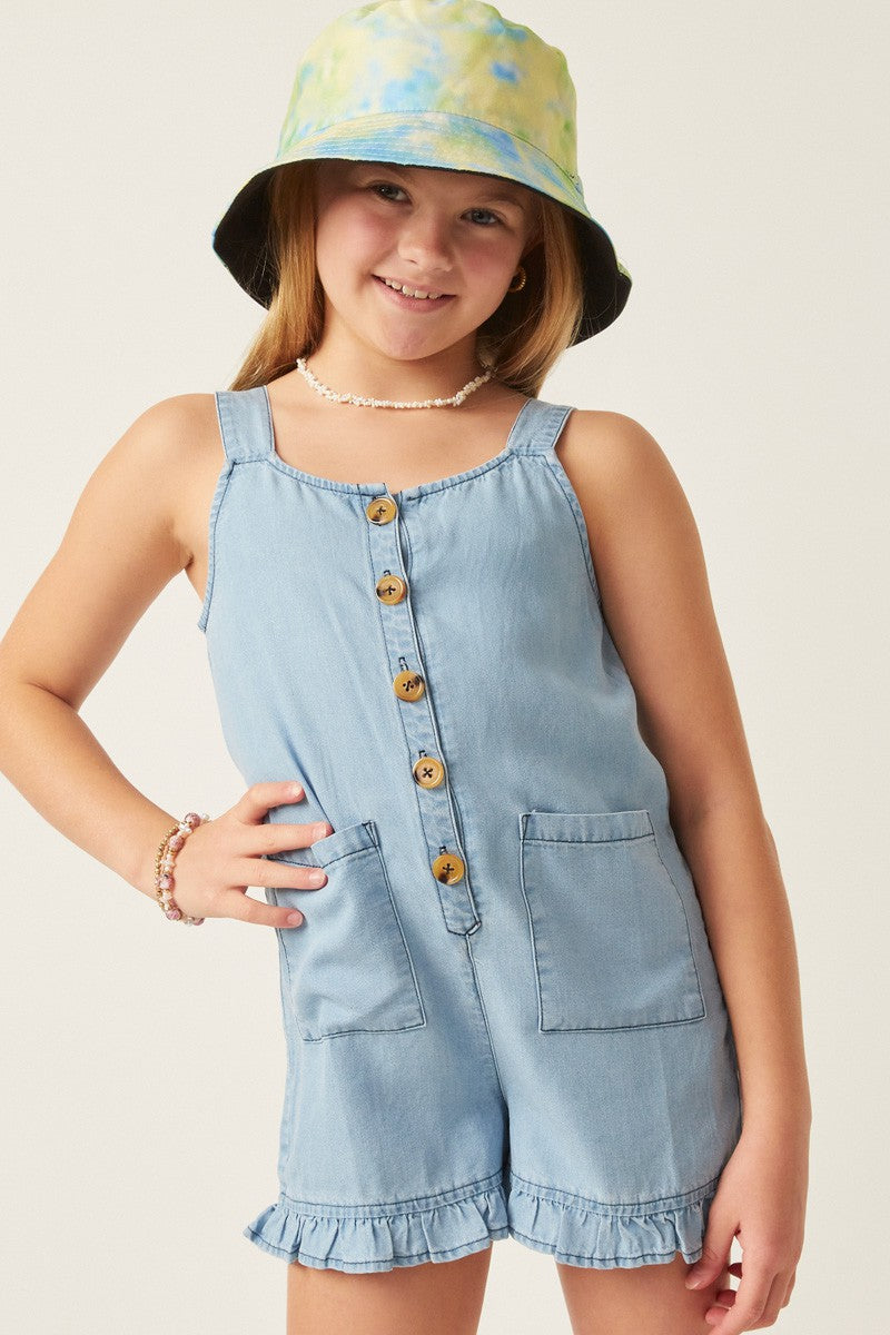 Girls Tencel Ruffle Hem Patch Pocket Jumper (Sizes S-XL)