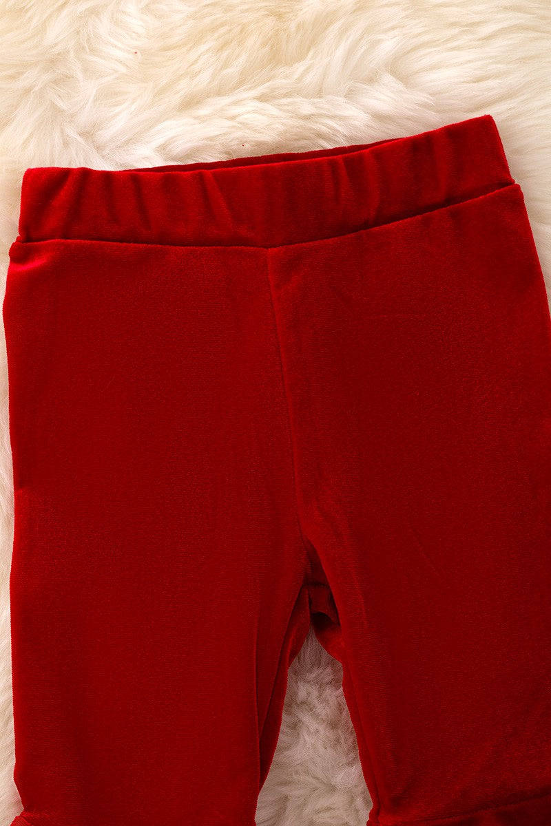 Faux Velvety Red Bell Bottoms