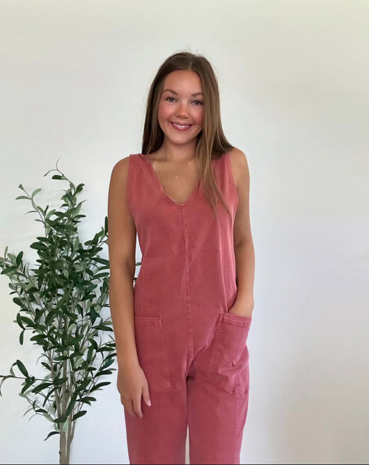 Casual Adjustable Strap Baggy Jumpsuit with Pockets